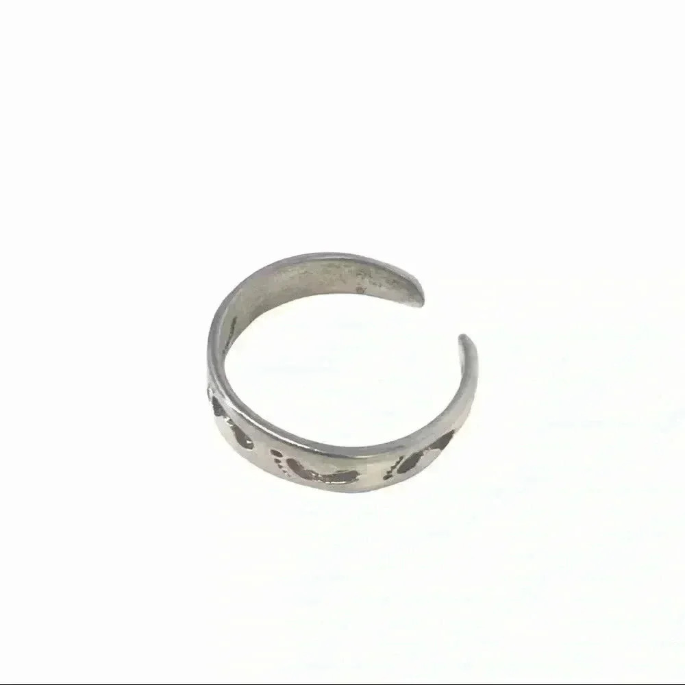 925 TOE RING XS STAMPED STERLING SILVER FOOT PRINTS BEACH INSPIRED - Picture 6 of 10